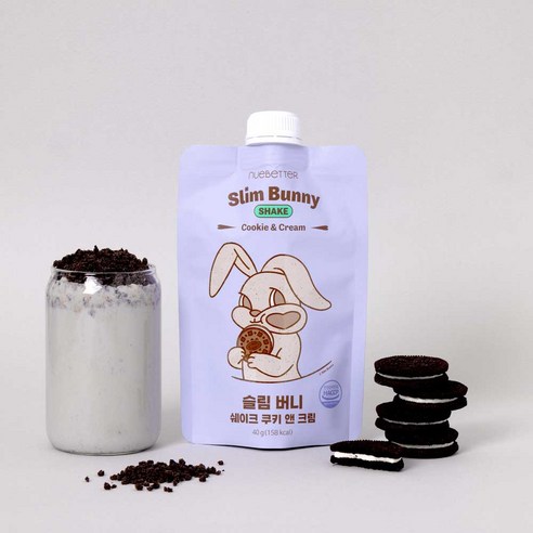 슬림버니 쉐이크 단백질18g BCAA 체중조절 영양밸런스 5개입 (200g) x 1박스, 40g, 5개, 쿠키앤크림맛
