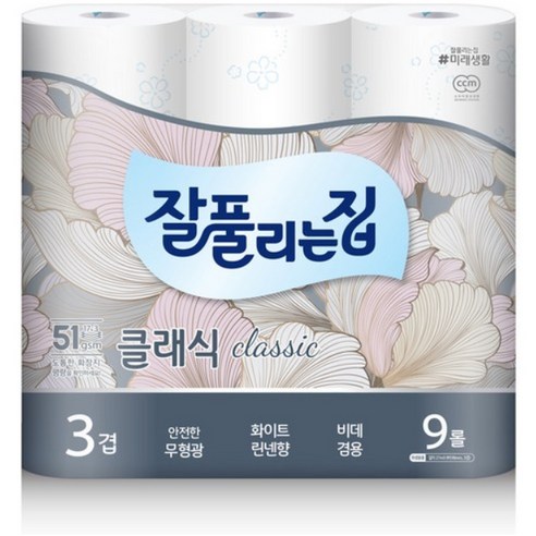 잘풀리는집 3겹 클래식 화장지 27m 9롤 X1팩, 9개입, 1개