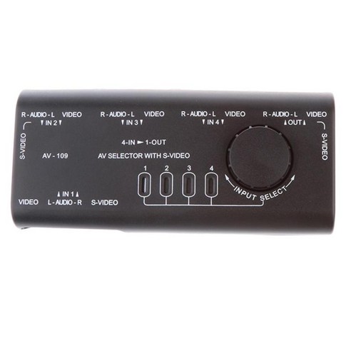 4 웨이 AV 선택기 RCA 선택기 합성 오디오 선택기 L/R 4개 입력 및, 설명, 블랙, 플라스틱