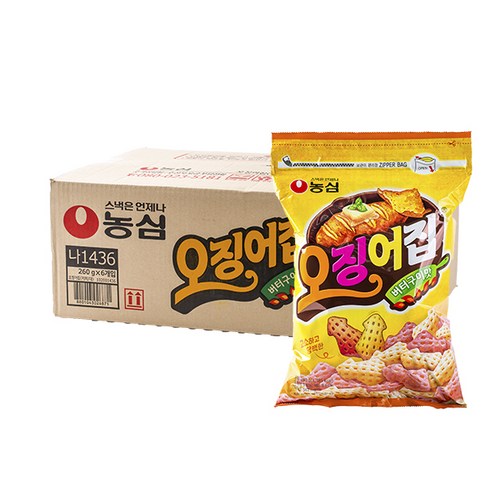 오징어집 260g 6입 대용량 지퍼백 버터구이맛 스낵, 1개