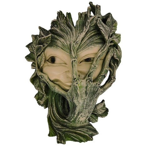추상 여성 얼굴 나무 장식 마당 정원 엿보기 조각 야외 DIY 나무 Hugger 장식, 여러 가지 빛깔의, 15x5x21cm, 수지