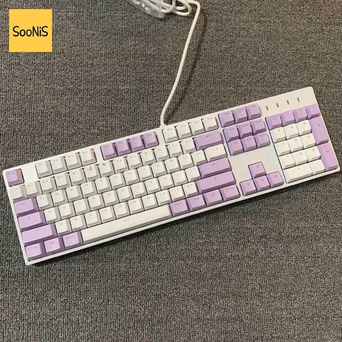 바밀로 Varmilo 87키 108키 꿈나비 2 기계식 키보드, YM아이스블루레이104키내백색자주흑축, 세트 메뉴 1, 일반형 Best Top5