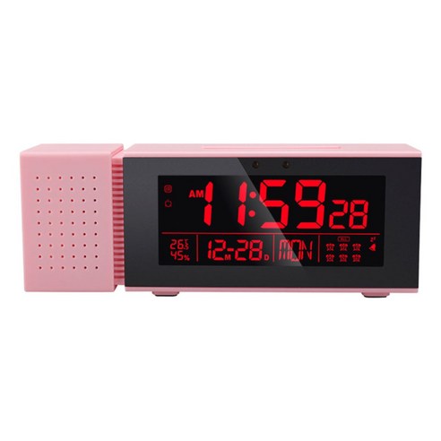 현대 알람 시계 라디오 FM 라디오 온도 디지털 디스플레이 LCD USB 충전 조광기 적외선 유도 야간 조명 홈 데스크탑, 분홍, 플라스틱