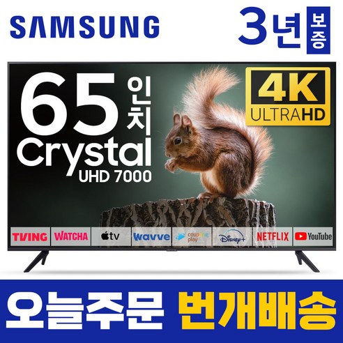 삼성 65인치 TV 크리스탈 4K UHD 스마트 LED TV 65TU7000 미러링 유튜브 넷플릭스 티빙, 2.수도권스탠드, 65인치-