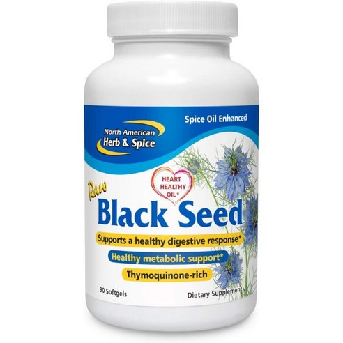 북미 허브 앤 스파이스 블랙 씨 오일 1000mg 90카운트 간 쓸개 장 다이제스티브 건강 오레가노 45인분, 1개, 90정