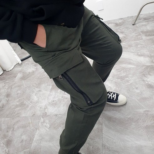 남성 스판 카고 포켓 밴딩 조거 팬츠