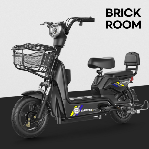 BRICKROOM 3세대 전기 스쿠터 자토바이 전동 출퇴근 팻바이크 2인용 자전거 배터리 분리형, 레드, 20A리튬(100km)