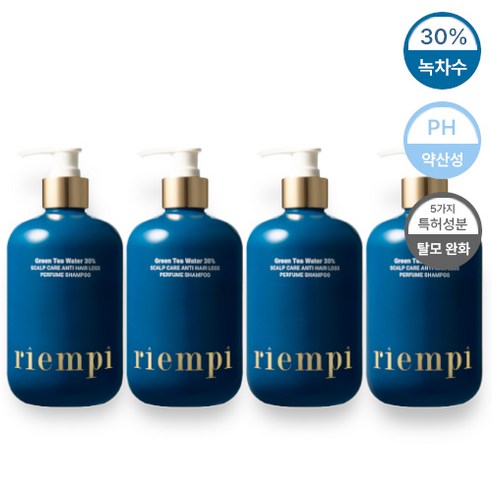 리엠피 녹차수 30프로 두피 케어 탈모 퍼퓸 샴푸1+1, 4개, 500ml