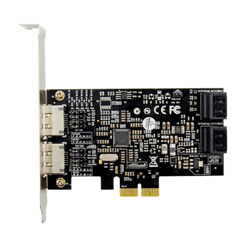 Xzante 88SE9230 PCIe SATA3.0 RAID 어레이 카드 PC 노트북용 2-ESATA + 4-SATA 확장, Black