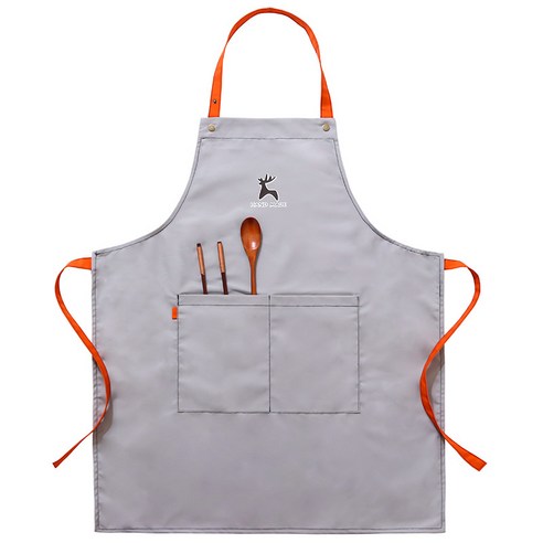 주방 앞치마 프린트 카페 남녀 앞치마 허리 성인 작업복, 밝은 회색 사슴, 성인 길이 75cm