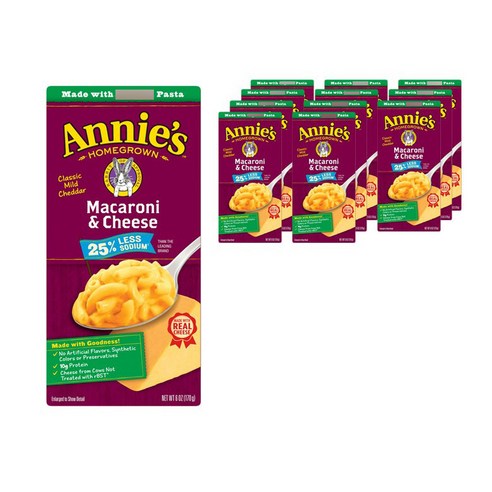 애니스 마카로니 & 치즈 클래식 마일드 체다 25% 레스 소듐, 170g, 12개