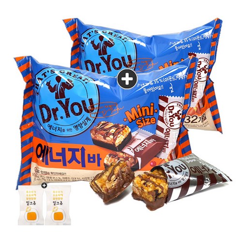오리온 닥터유 에너지바미니(330g/약32개입) x 2봉(+밀크츄 2개포함), 330g, 2개