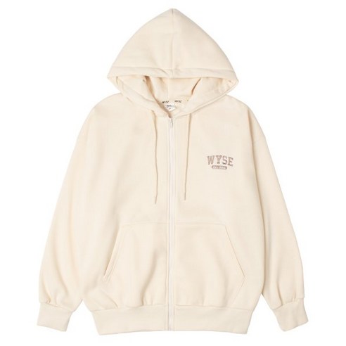 WYSE 와이즈 베이직 컬리지 로고 후드 집업 크림 Basic College Logo Hood Zip-Up Cream 153325