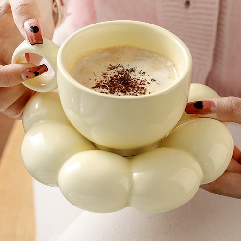 메리테이블 구름 컵 찻잔 커피잔 세트, 크림옐로우, 1개