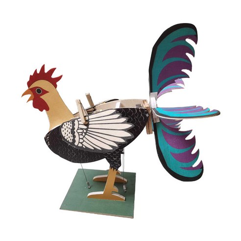 마당 안뜰 농장 공예품 선물을위한 수탉 풍차 시뮬레이션 동상, 다색, 나무+금속