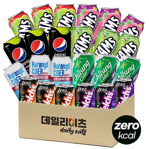 [데일리이츠] 제로칼로리 탄산음료 뚱캔 8종 3캔씩 총 24캔 (345ml~355ml), 1세트, 345ml