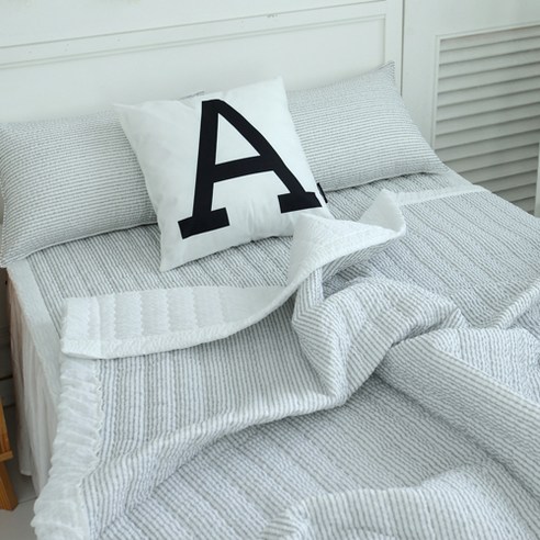 바숨 시어서커 여름이불+침대패드+베개커버 침구풀세트