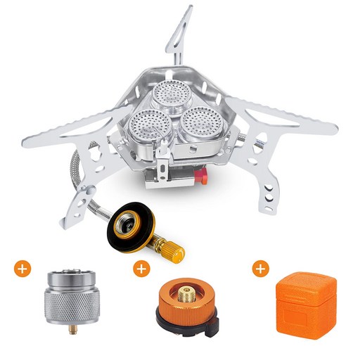 캠핑버너 스토브 방풍 캠핑 가스 휴대용 야외 하이킹 피크닉 3 헤드 접이식 따뜻한 초경량 분할 버너 유지, 3)3 접이식버너 Best Top5