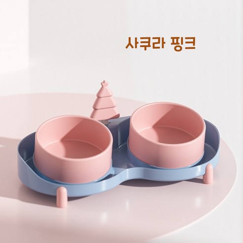 dulandQ 반려동불 고양이 강아지 도자기 밥그릇 물그릇 캔스푼 식기세트, 사쿠라 핑크, 1개