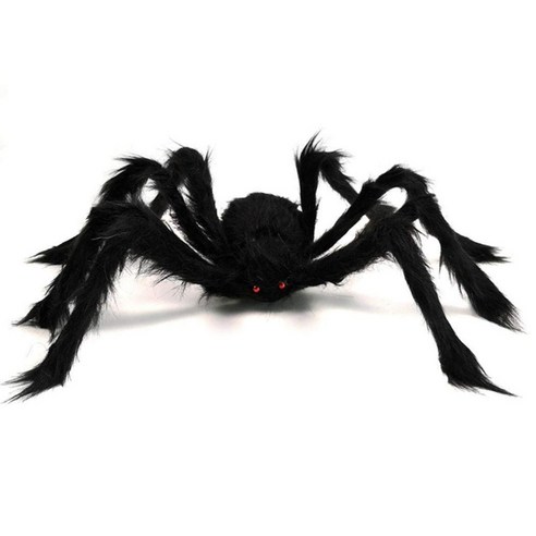 HUBO 할로윈 거대 거미 장식품 125cm 대형 가짜 섬뜩한 소품, 1개, 검은 색