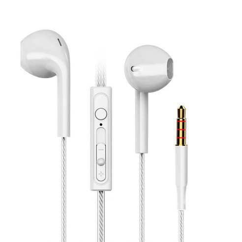 dodocool 3.5mm 인라인 휴대폰 헤드셋 마이크가 있는 서브우퍼 범용 쿼드 코어 트루 파워 인이어 헤드셋, 하얀, 유선 헤드셋
