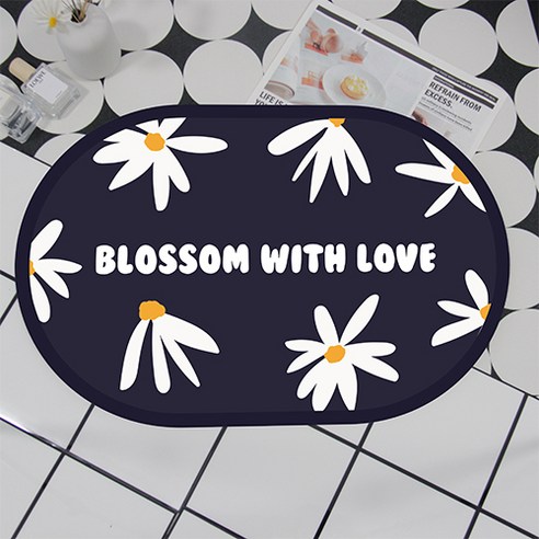 비기팬시 칼라풀데이지 빨아쓰는 규조토 발매트, BLOSSOM WITH LOVE