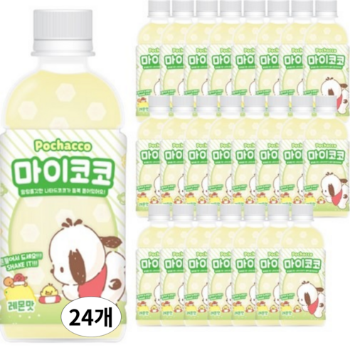 산리오 마이코코 음료 시나모롤 마이멜로디 쿠로미 포차코 폼폼푸린 헬로키티, 24개, 340ml, 포차코(레몬맛)