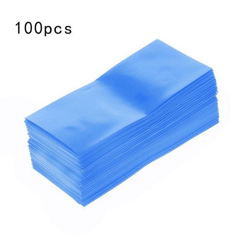 100pcs / 가방 18650 리튬 배터리 캡슐 튜브 PVC 열 수축 튜브 포장 배터리 커버 스킨 절연 필름, 푸른