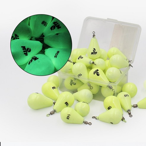 최첨단 야광 줄꼬임방지 도래봉돌 덕용 축광봉돌, 18개