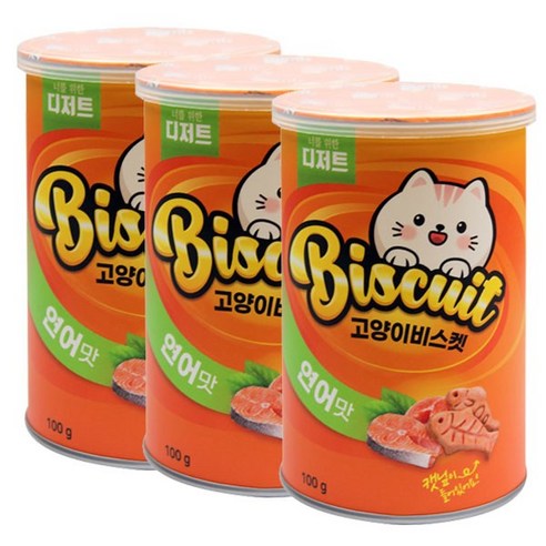 너를위한디저트 고양이 비스켓 연어맛, 100g, 3개