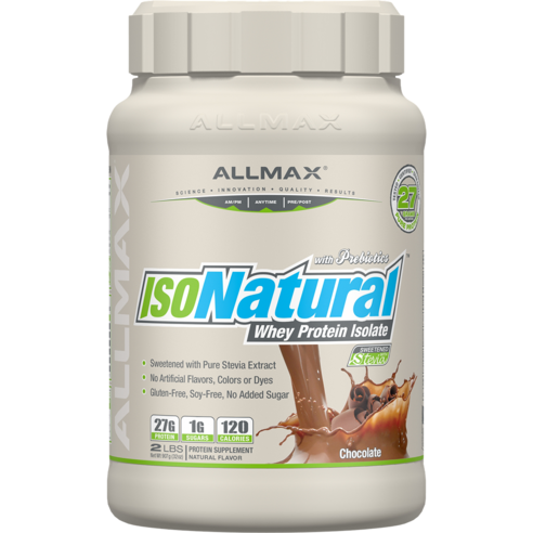 Allmax 아이소내추럴 웨이 프로틴 아이솔레이트, 907g, 초콜릿(Chocolate)