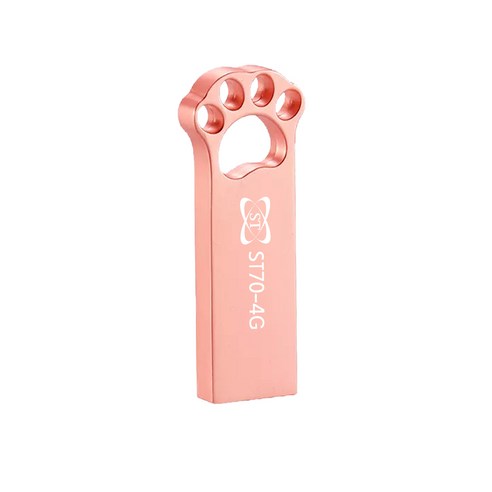 에스티원테크 ST70 USB 메모리 메탈재질 귀여운 고양이발바닥, 4GB, 로즈핑크