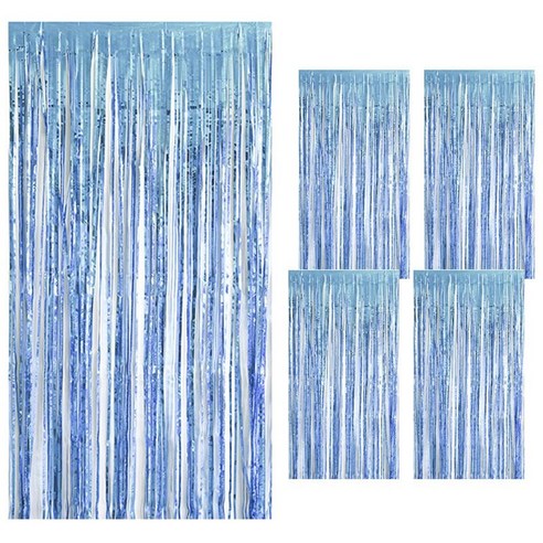 퍼투 컬러풀 파티커튼 100 x 200cm, 5개입, 라이트 블루