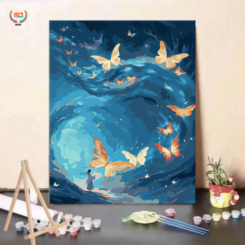 1013 DIY 유화 DIY 명화그리기 DIY 선물 40 x 50cm (액자+색칠하기도구+삼각대), 1013-8, 1개