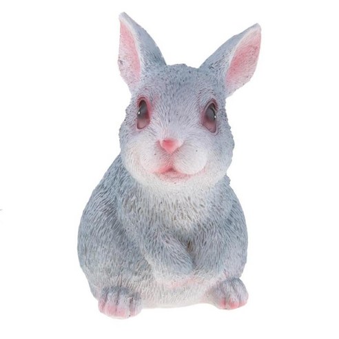 수제 수지 토끼 입상 시뮬레이션 동물 모델 실내/실외 조경 장식, 회색, 설명