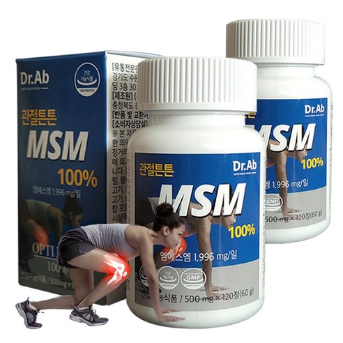 뼈영양제 닥터아브 관절튼튼 MSM 100%  120정, 2병