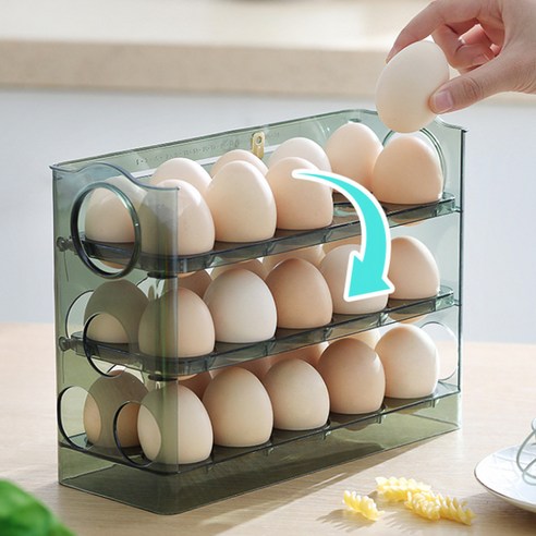 계란을 신선하게 보관하고 정리하는 30구 자동 오픈 계란 보관함