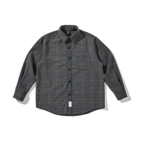 KORELAN 창객 남성복 20 계열 레트로 남성 터틀넥 셔츠 아메리칸 캐주얼 체크 롱 슬리브 셔츠