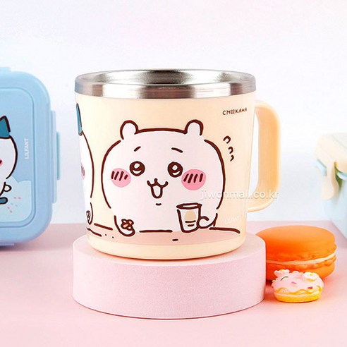 릴팡 먼작귀 식기세척기 스텐컵 물컵 아동컵, 260ml, 1개, 아이보리