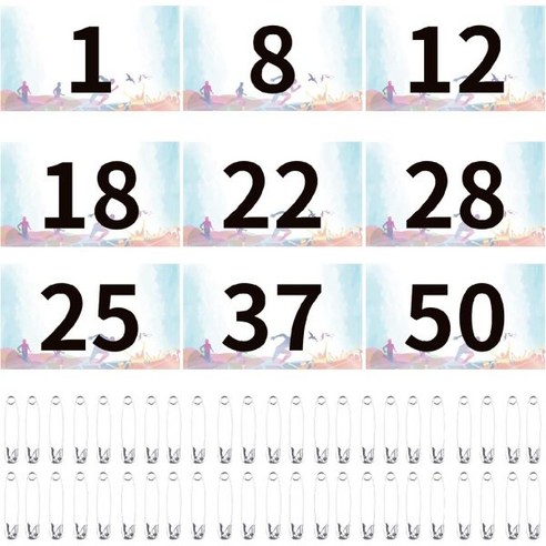 마라톤 번호표 달리기 등번호 러닝 JEELAD 안전핀이 있는 빕 선수 번호 Tyvek Tearproof Waterproof 4 x 7 경주 스포츠 대회 이벤트용 종이 태그, Colorful [4