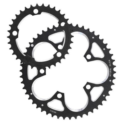 도로 자전거 130BCD CNC에 대한 체인 링은 8 - 11 속도를 위해 39T 53T를 가공했습니다., 130mm, 알류미늄, 검은 색