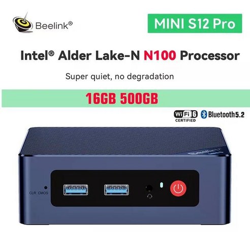 미니PC Beelink 미니 S 데스크탑 게임용 컴퓨터 인텔 셀러론 N5095 S12 Pro N95 N100 PC DDR4 8GB 128GB 256GB 16GB 500GB Wind, 선택02. UK, 선택01. N100 16GB 500GB