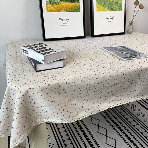 목가적 인 테이블 천으로 면화 대마 레이스 레이스 식탁보 직사각형 커피 테이블 천으로 북유럽 작은 신선한 책상 식탁보, 작은 잇꽃(레이스), 60*60cm
