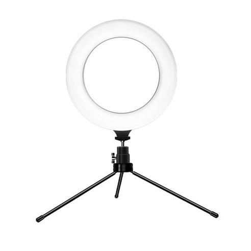RGB 빛 6 "LED 셀카 조명 사진 화상 회의 조명 키트 유튜브 비디오 블로그 노트북 용 메이크업, 삼각대 스타일, 16cm, 플라스틱