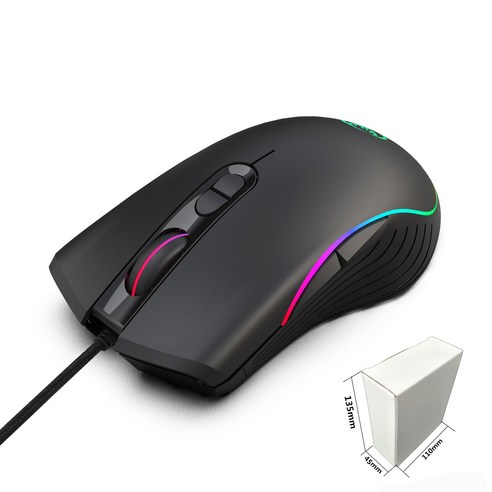 A869 HXSJ 칠색 발광 게이밍 마우스 e스포츠 유선 마우스 dpi 4단계 3200dpi 상향 조정, A867RGB 게이밍 마우스