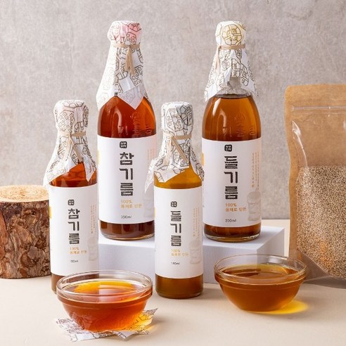 푸드앳홈 [농부미학] 저온압착 참기름 180ml + 들기름, 참기름 + 들기름, 1세트