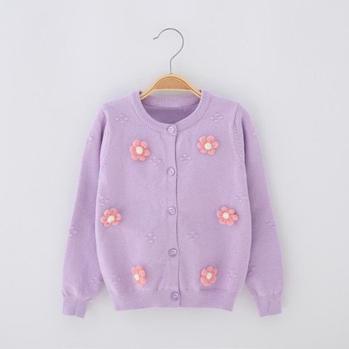 크리스탈하우스 봄 가을 간절기 여아 플라워 니트 가디건 [T243]