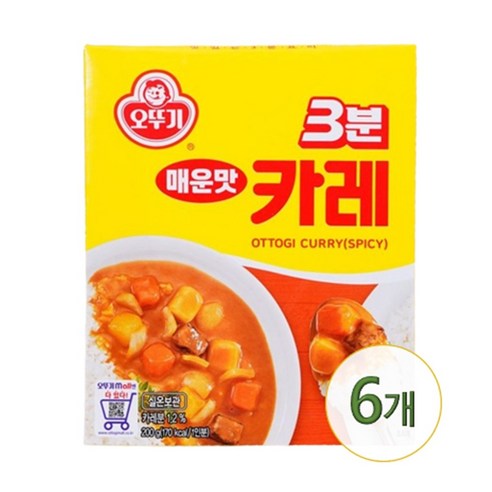 오뚜기 3분 카레 매운맛, 200g, 6개