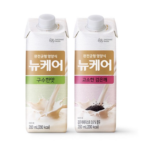 [대상웰라이프] 뉴케어 구수한맛 검은깨맛 아셉틱 200ml x 30팩, 구수한맛 15팩 고소한검은깨 15팩, 15개