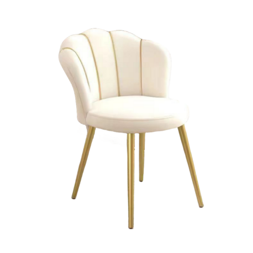 BOSUN 골드 벨벳 인테리어 의자 등받이 화장대의자 예쁜의자 디자인 카페 식탁의자, 베이지, 1개